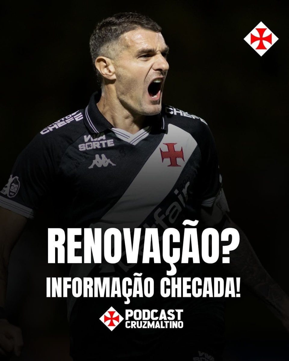 Vasco football player celebrando com expressão de força, usando uniforme preto e branco com o escudo do clube.