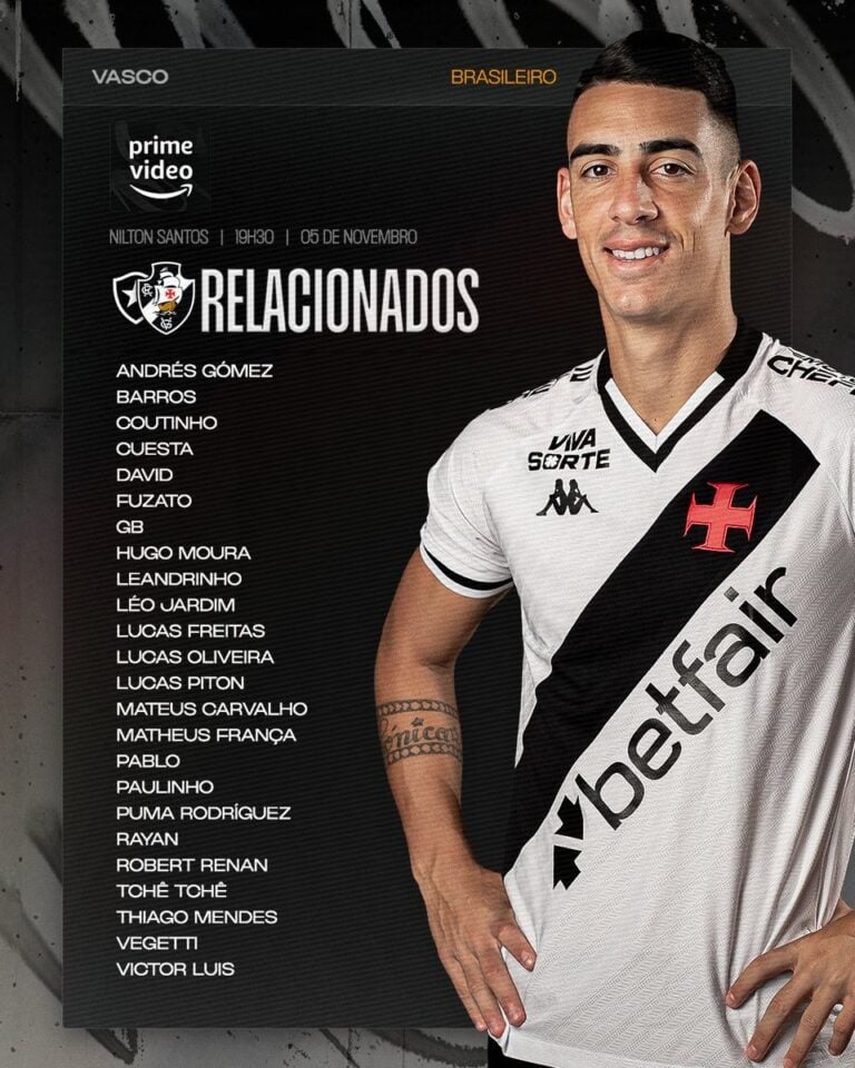 Pronunciado jogador do Vasco com placa de destaque.