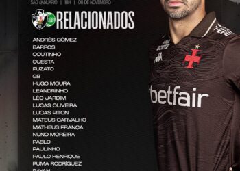 Player from Vasco wearing a brown jersey, standing with hand on hip.