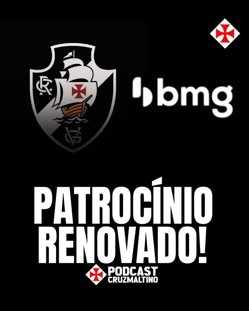 Escudo do Vasco com logo do patrocinador BMG ao lado.
