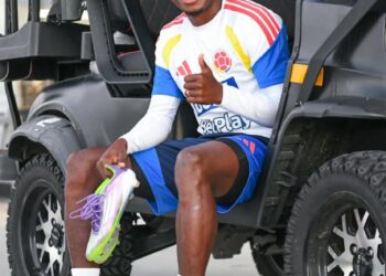 Veja a imagem de Andrés Gómez durante a atividade da Seleção Colombiana.