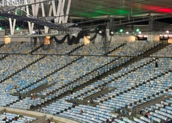 Maracanã começa a colocar redes de proteção na área destinada aos torcedores visitantes