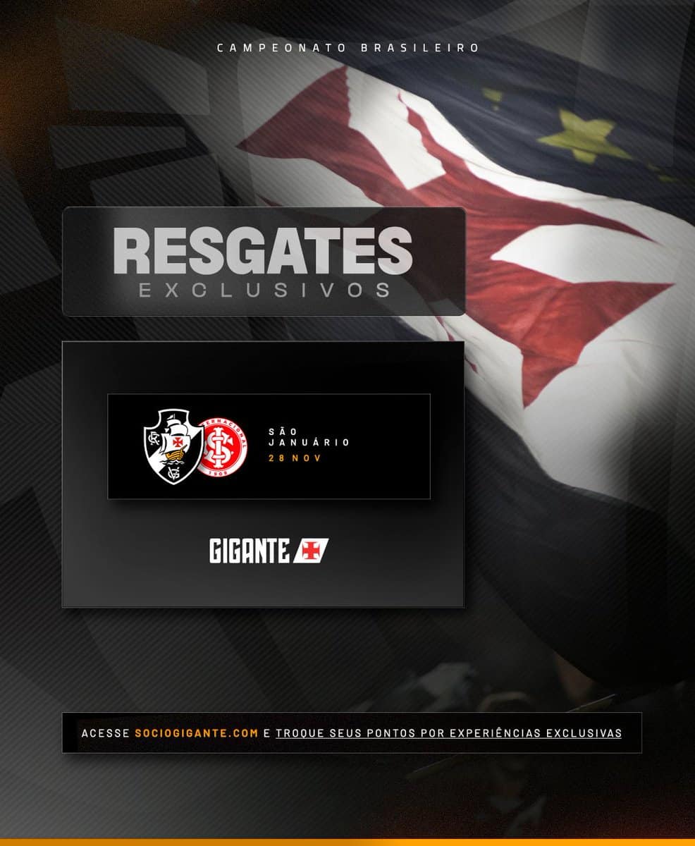 Camisa do Vasco com bandeira ao fundo.