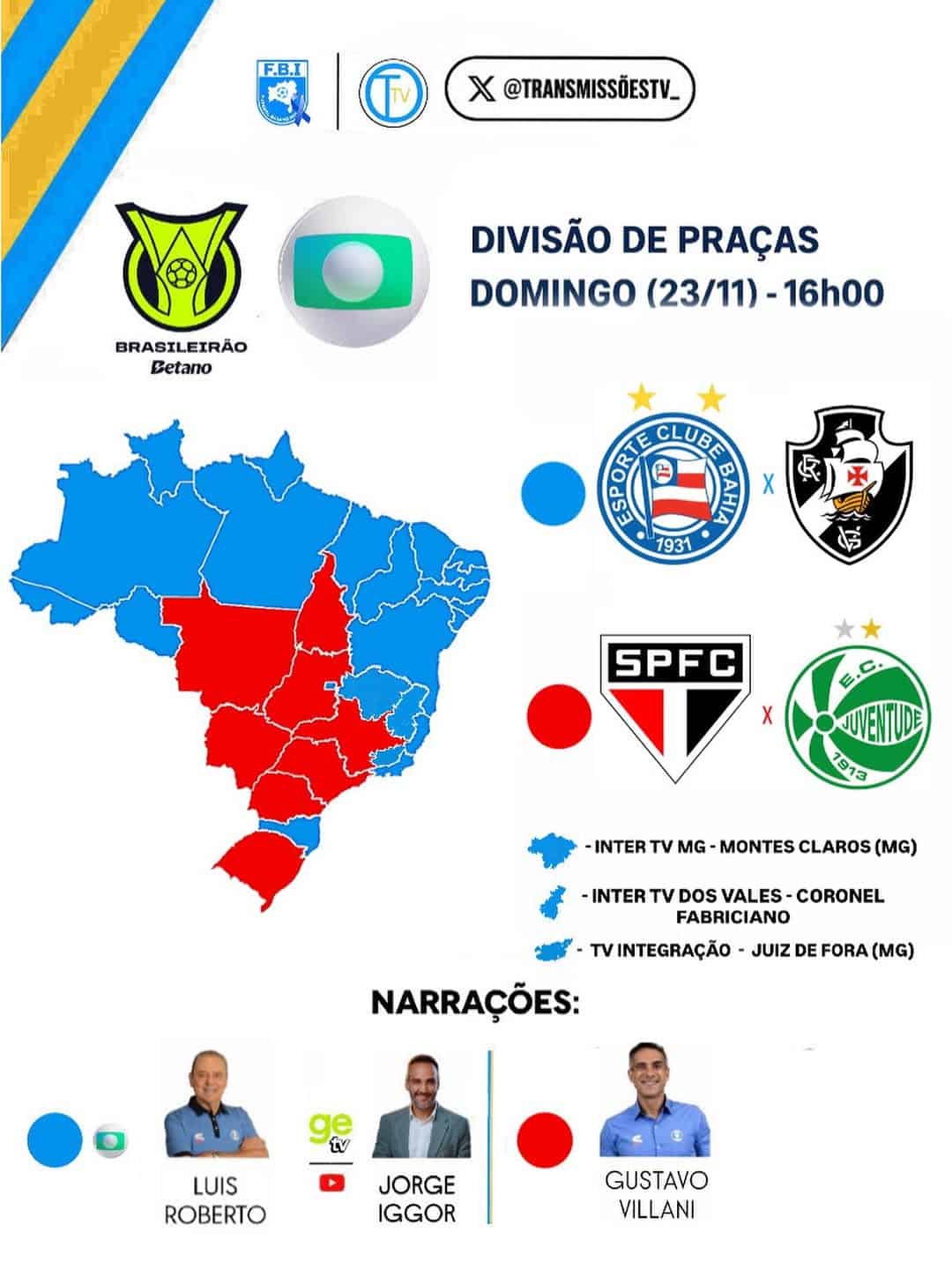 Árvore de futebol do Brasil com times destacados em mapa colorido.