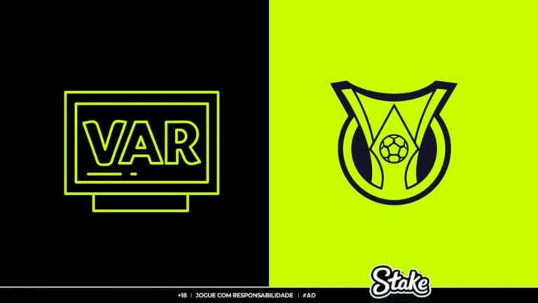 VAR frente a escudo do Vasco, cores neon verde e preto.