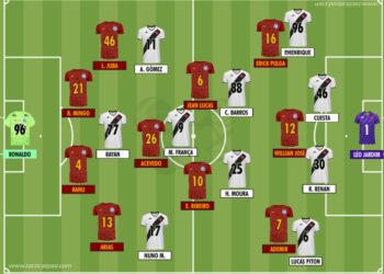 1. ALT: Seleção tática do Vasco com 11 jogadores em campo.