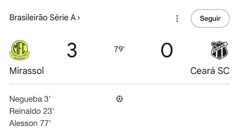 1. Gol do Mirassol no jogo atual.