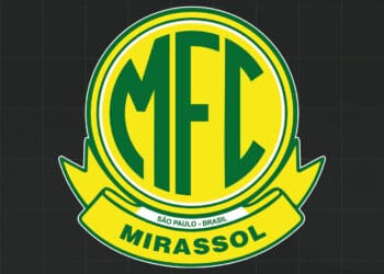 Escudo do Mirassol Futebol Clube em verde e amarelo.