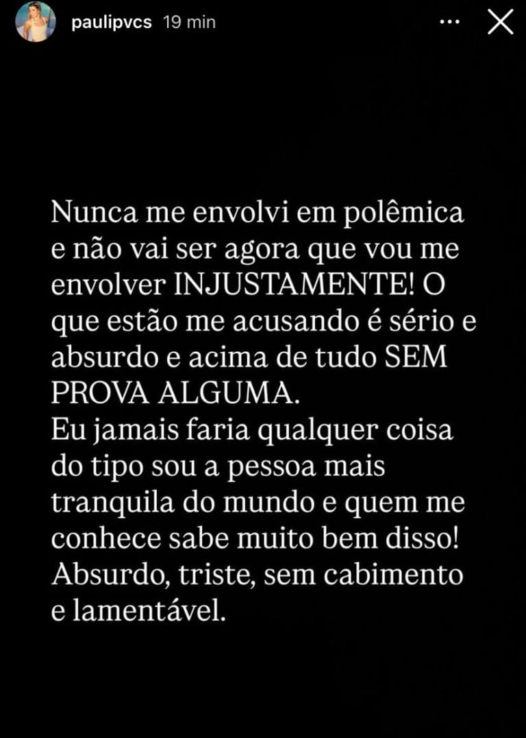 Não envolvido em polêmica, mensagem de paz.