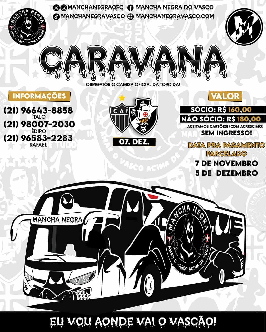 Camisa preta com logo do Vasco e personagem de quadrinhos.