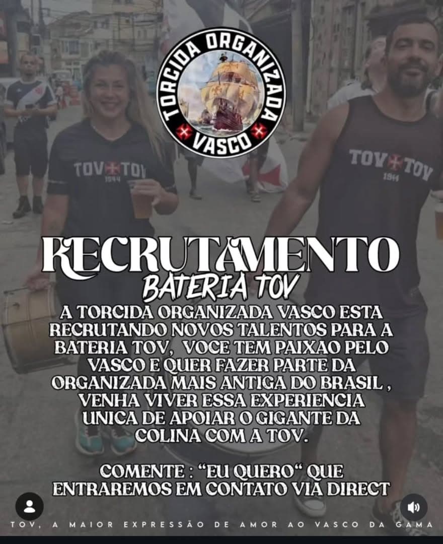 Torcida organizada Vasco recrutando novos membros.