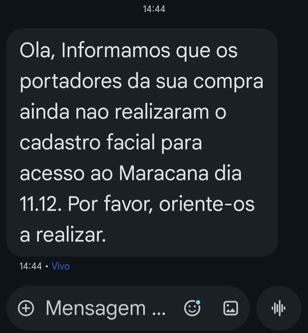 Cadastro facial não realizado para Maracana.