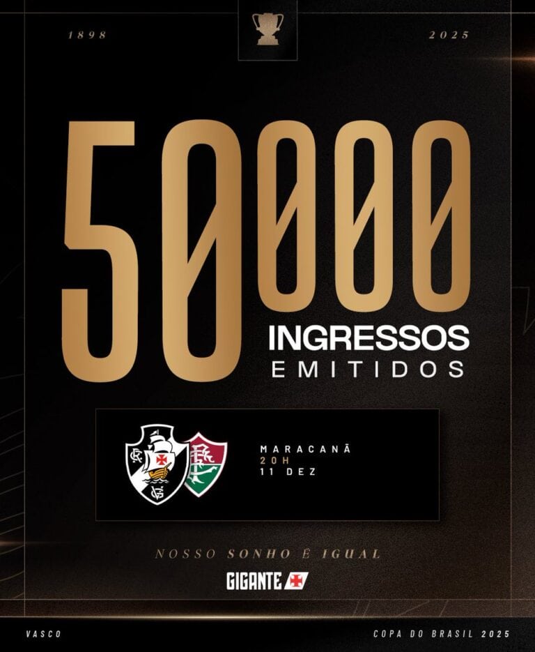 Ingressos emitidos para jogo de Vasco e Fluminense.