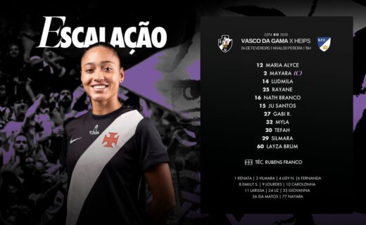 Vasco divulga time titular para duelo contra o Heips no futebol feminino
