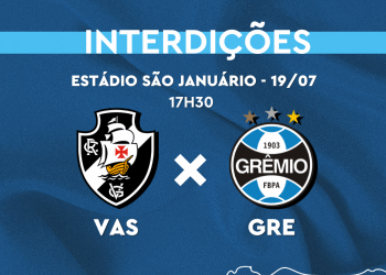 CET-Rio esclarece bloqueios nas proximidades de São Januário para o jogo Vasco x Grêmio