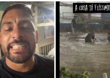 Diego Souza publica vídeo para protestar contra a enchente, e torcedor clama: ‘A responsabilidade é do Pedrinho’