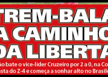 Trem-bala e slogan do Vasco na imagem.