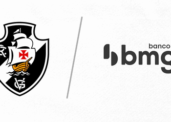 Bandeira do Vasco e logo do banco BMG.