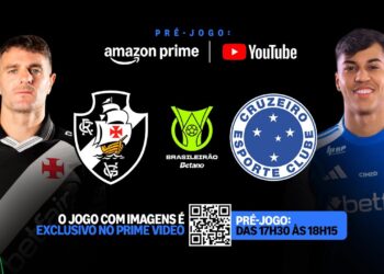Pré-jogo Vasco e Cruzeiro, jogadores e logos das equipes.