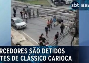 Confira a reportagem do ‘Sbt Brasil’ sobre o conflito entre torcedores do Flamengo e do Vasco que ocorreu antes do clássico.