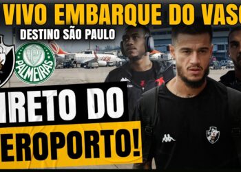 Vasco em frente ao aeroporto com jogadores.