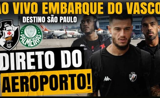 Vasco em frente ao aeroporto com jogadores.