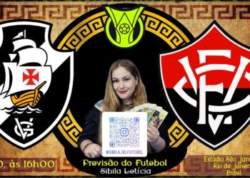 Torcida de Vasco e Fluminense em fundo com símbolos.