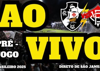 Vasco e adversário em campo, torcida vibrando.