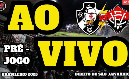 Vasco e adversário em campo, torcida vibrando.