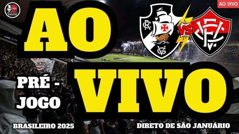 Vasco e adversário em campo, torcida vibrando.
