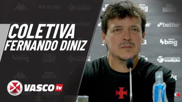 Fernando Diniz durante coletiva de imprensa no Vasco.