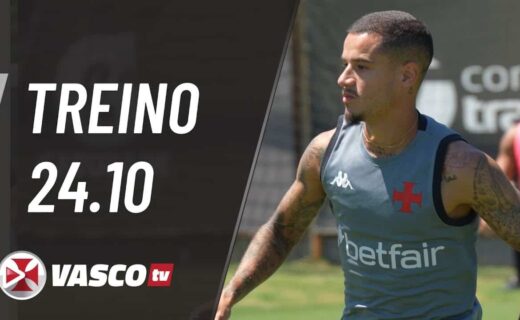 Treino Vasco 24.10, treino de futebol, jogador em campo, camisa do Vasco, treino de equipe.