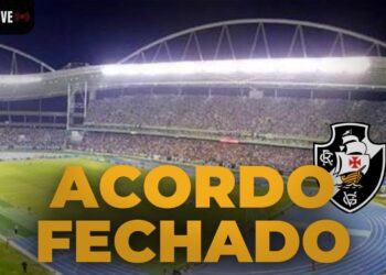 Estádio do Vasco lotado, iluminação forte acima dos assentos.