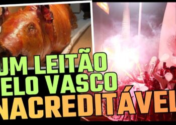 Porco assado com pele dourada brilhante.