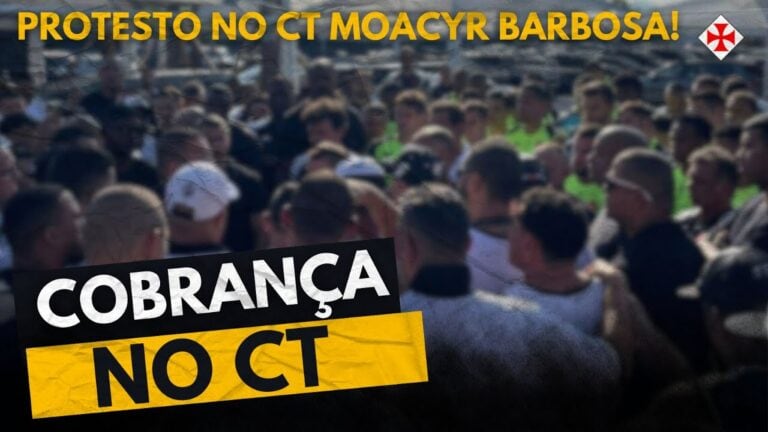 Protesto no CT do Vasco Barbosa.