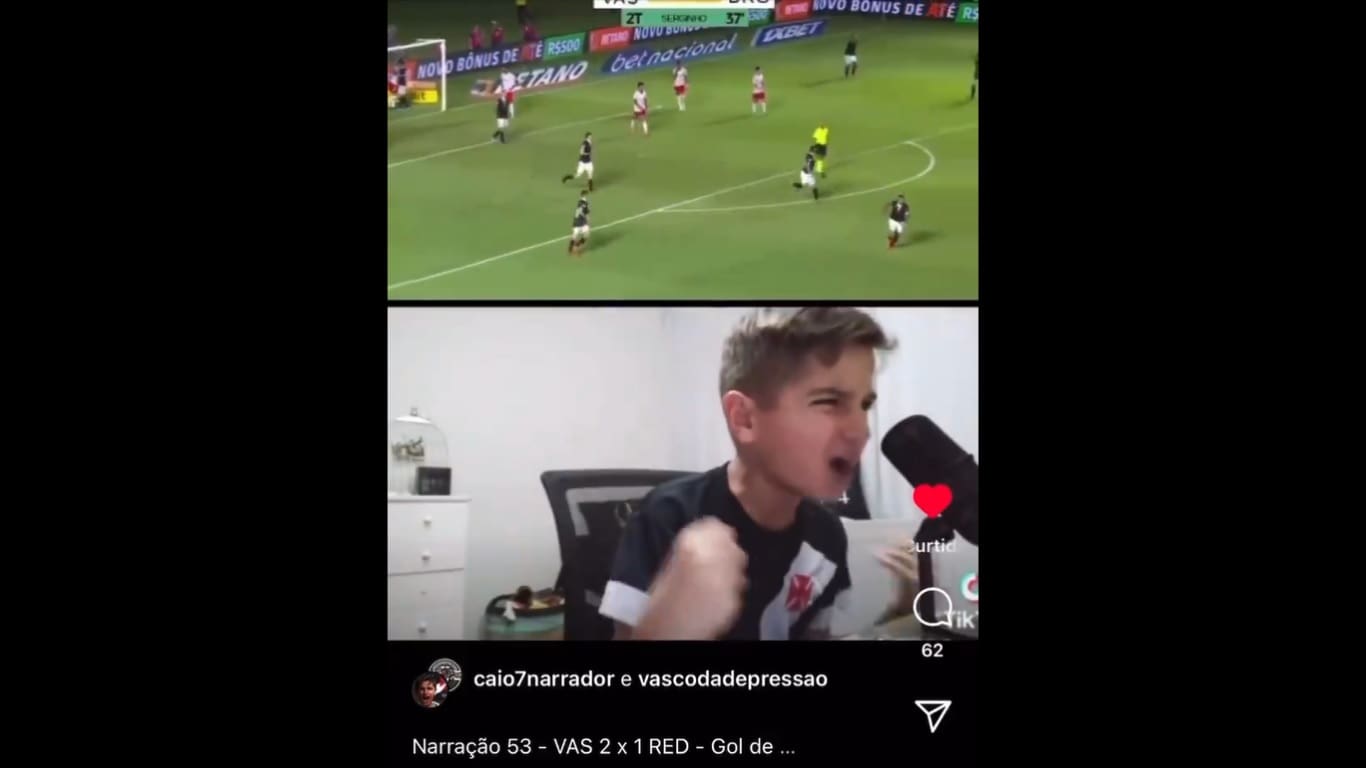 Pequeno vascaína emociona ao narrar gol de Serginho