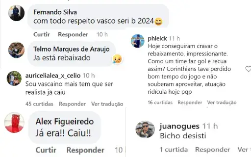 torcida-desacredita Vascaínos não acreditam na permanência na Série A
