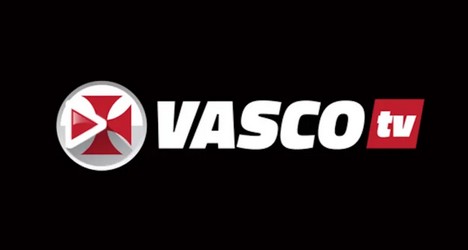 VascoTV logo em fundo preto.
